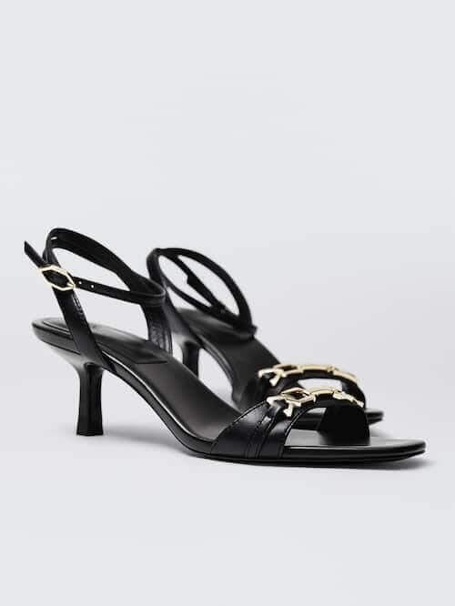 Sandálias de pele com tacão da Massimo Dutti